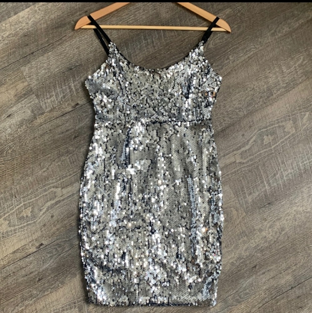 Sequin Silver Club Dress